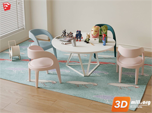Kid's table and chairs Skp Files 